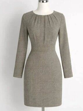NWOT Johnnie-O Classic Houndstooth Mulberry Silk Shift Dress